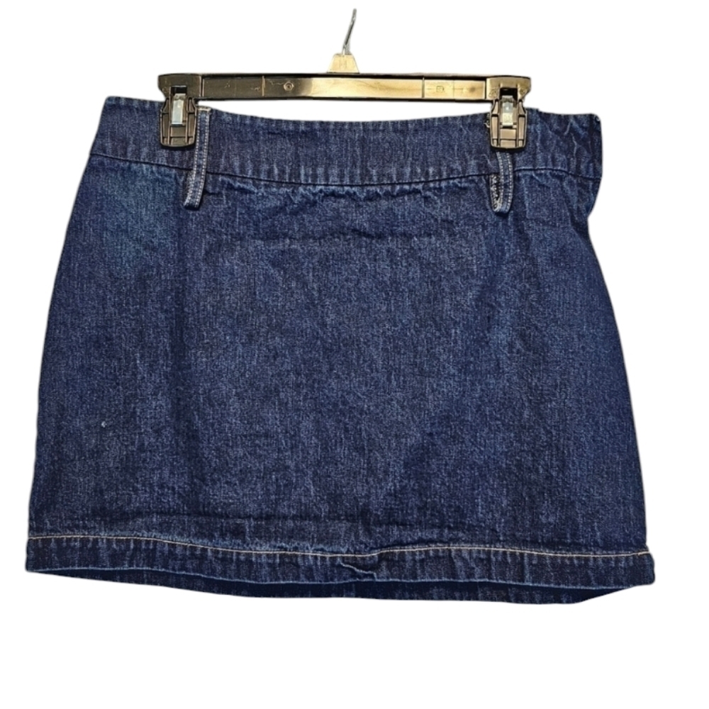 Old Navy Side Zip Denim Dark Blue Mini Skirt 100% Cotton Size 10